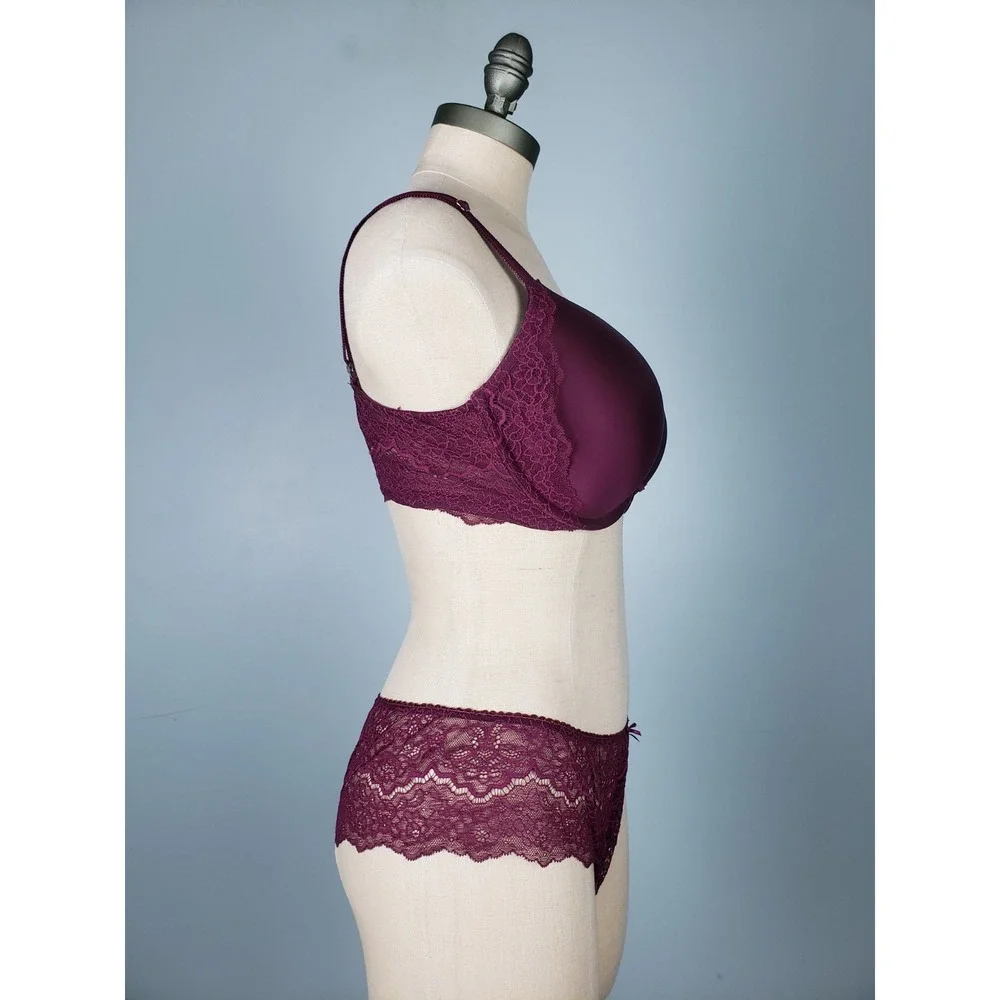 Victoria's Secret Dream Angels Set Push-Up Bra 34DD Wide Thong‎ Panty Sz M Lacy